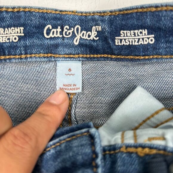 Cat & Jack Kids Straight Leg Blue Jeans Size 6 Stretch Denim - Picture 3 of 6